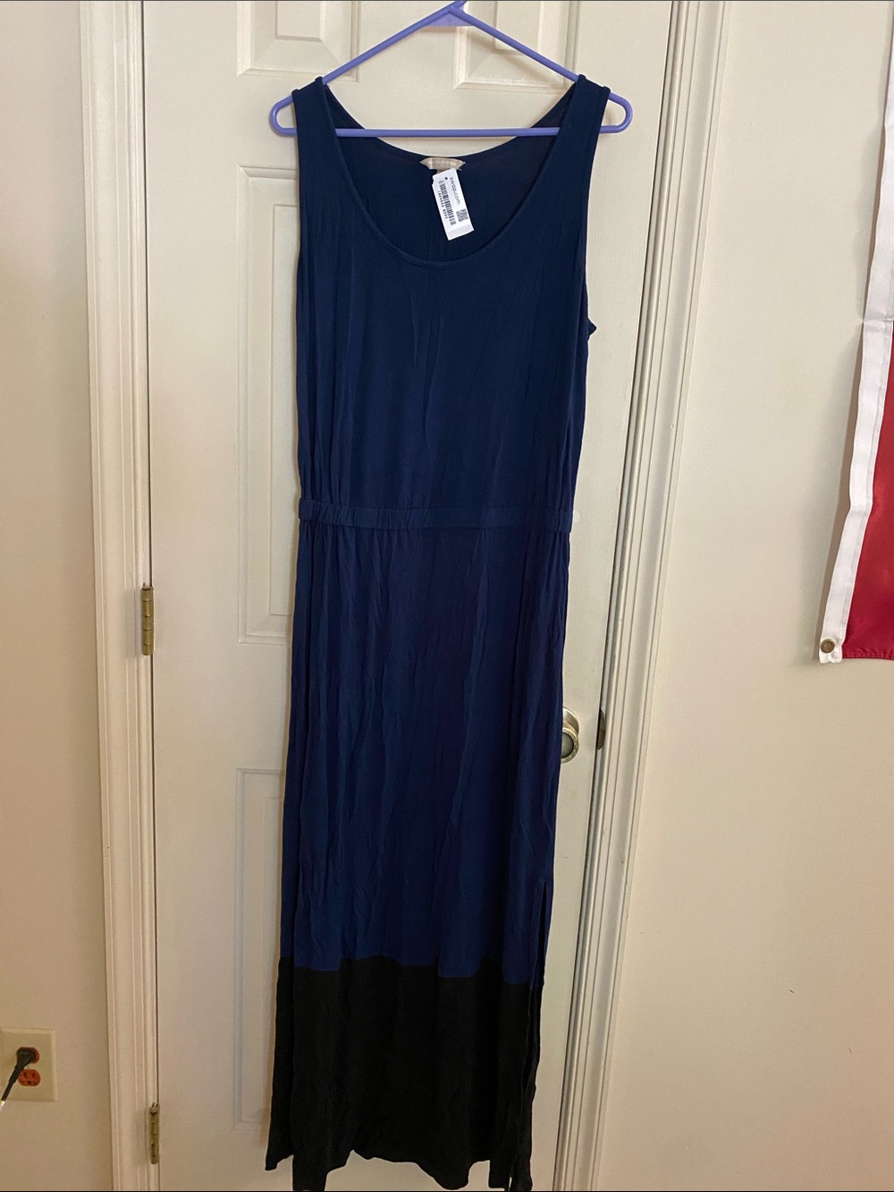 Banana Republic Navy and Black Sleeveless Maxi Dress Large